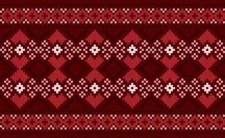 etnisch pixel kunst patroon, vector meetkundig tribal achtergrond, kruis steek mode abstract stijl