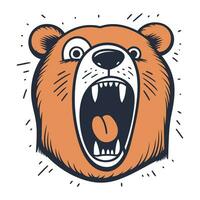 illustratie van een beer met Open mond. vector illustratie in tekenfilm stijl.