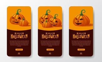 halloween social media verhalen met jack of lantern pompoen monstern vector