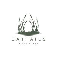 kreek en cattail rivier- logo, gemakkelijk minimalistische gras ontwerp voor bedrijf merk vector