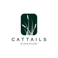 kreek en cattail rivier- logo, gemakkelijk minimalistische gras ontwerp voor bedrijf merk vector