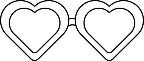 dun contour lijn van hart vormig romantisch bril vector