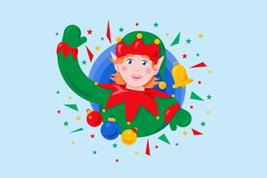 Kerstmis elf karakter tekenfilm stijl illustratie vector