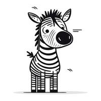 zebra tekening vector illustratie. schattig tekenfilm karakter.