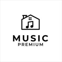 huis Notitie muziek- studio's logo ontwerp concept vector illustratie symbool icoon