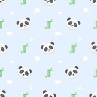 schattig kawaii panda en bamboe naadloos patroon vector