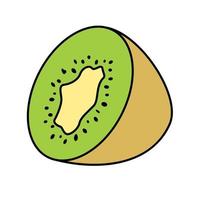 natuurlijk getekende groene rijpe kiwi in tweeën gesneden. vector illustratie