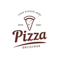 retro wijnoogst pizza of pizzeria logo sjabloon ontwerp met gekruiste schoppen.logo voor bedrijf, restaurant, etiket en kenteken. vector