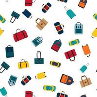 naadloze patroonachtergrond met reistassen, rugzakken, koffers vector