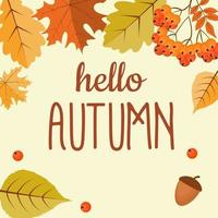 abstracte hallo herfst achtergrond met vallende bladeren, vector