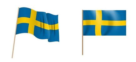 kleurrijke naturalistische wapperende vlag van Zweden. vector illustratie