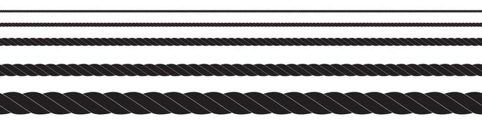 zwart-wit touw geïsoleerd op wit. naadloze compilatie. borstel. vector