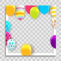 lege fotolijst met feestballonnen vector