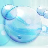 kleurrijke blauwe achtergrond met golven, bubbels, highlights vector