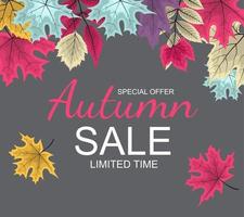 abstracte herfst verkoop achtergrond met vallende herfstbladeren vector