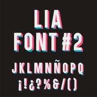 Lia-lettertype # 2. 3D-tipografie ingesteld. vector