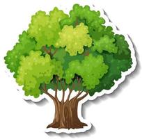 een boom met groene bladeren sticker op witte achtergrond vector
