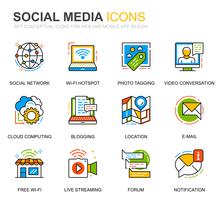 Simple Set Social Media en Network Line Icons voor website en mobiele apps vector