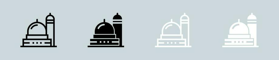 moskee icoon reeks in zwart en wit. Islamitisch tekens vector illustratie.