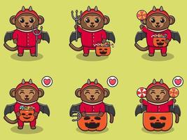 aap halloween set duivel vector