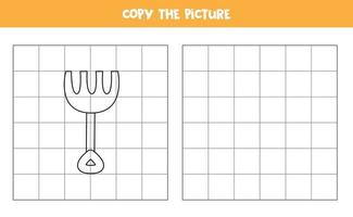 kopieer de afbeelding van de hark. logisch spel voor kinderen. vector