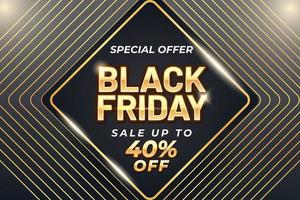 black friday sale-bannersjabloon met zwarte en gouden luxe stijl vector