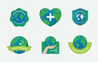 wereld humanitaire dag stickerset vector