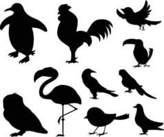 zwarte vogel silhouet tegen witte achtergrond geen lucht. gratis vector