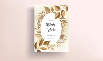 mooie trouwkaart met bladdecoratie vector