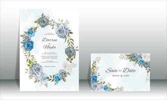 mooie handgetekende bloemen bruiloft uitnodiging sjabloonontwerp vector