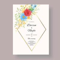 prachtige bloemen aquarel bruiloft uitnodiging kaartsjabloon vector