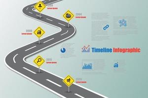 zakelijke routekaart tijdlijn infographic met verkeersbord vector