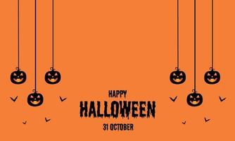 happy halloween pompoen vleermuis eenvoudige groet vector