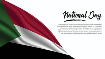 nationale dagbanner met de vlagachtergrond van Soedan vector
