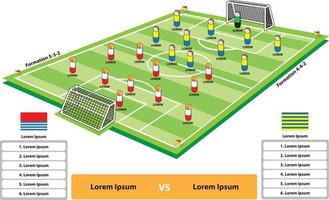 voetbal of voetbalwedstrijd formatie infographic voetbalveld vector