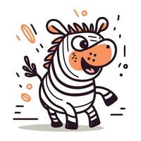 schattig tekenfilm zebra. vector illustratie in tekening stijl.