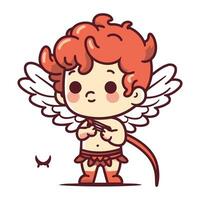 Cupido met Vleugels. schattig tekenfilm karakter. vector illustratie.