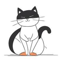 schattig zwart en wit kat zittend Aan de vloer. vector illustratie.