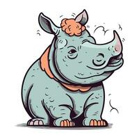 tekenfilm neushoorn Aan wit achtergrond. vector illustratie.