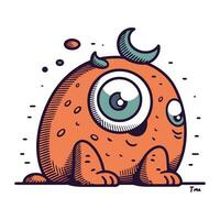 schattig monster met ogen. vector illustratie in tekening stijl.