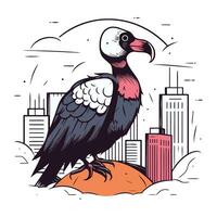 gier in de stad. vector illustratie van een vogel in de stad.