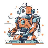 vector illustratie van robot. schattig robot in vlak lineair stijl.