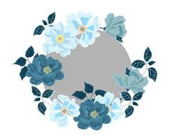 hand- getrokken blauw anemoon bloem krans vector