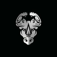 neushoorn met hand- spier logo ontwerp sjabloon, logo voor sport en uw bedrijf vector