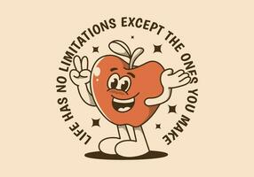 leven heeft Nee beperkingen, behalve de degenen u maken. mascotte karakter illustratie van gelukkig appel fruit vector