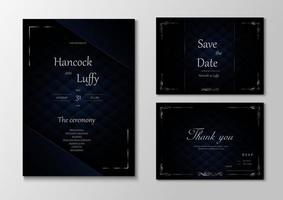 bruiloft uitnodigingskaart sjabloonontwerp luxe van donkerblauwe achtergrond vector