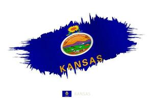 geschilderd penseelstreek vlag van Kansas met golvend effect. vector