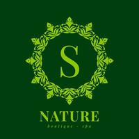 brief s natuur grens krans eerste logo voor winkel spa en schoonheid welzijn vector