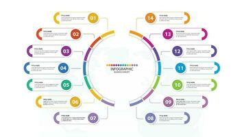 infographic met 14 stappen, werkwijze of opties. vector