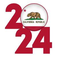 2024 banier met Californië staat vlag binnen. vector illustratie.